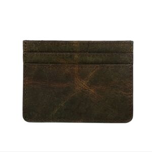Myra Bag Espresso Brown Distressed Leather Card Holder  4"x3"